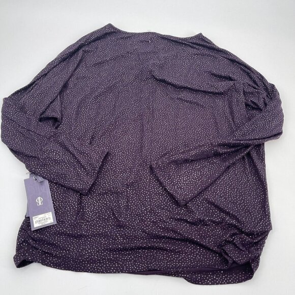 Jennifer Lopez Top Large Petite Womens Purple Metallic Silver Casual Sparkle New - Picture 3 of 9